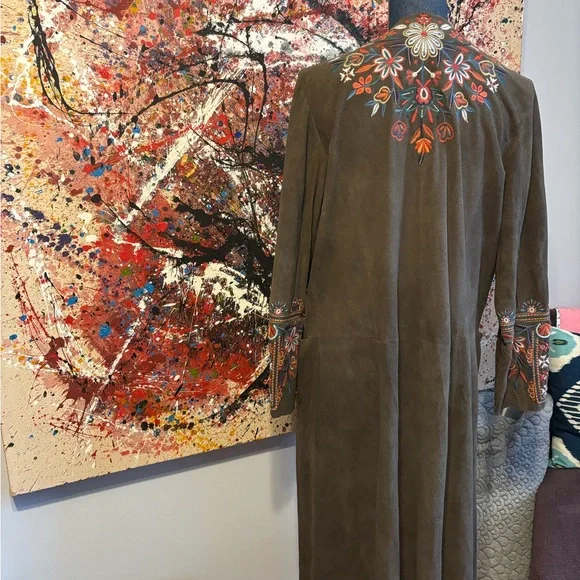 Johnny Was Suede Embroidered Boho Duster - Picture 2 of 9